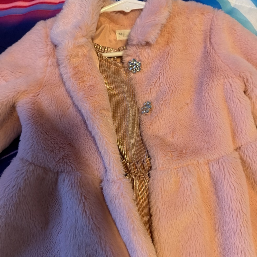 Nannette Pink Faux Fur Coat and Dress size 4T - Picture 2 of 7